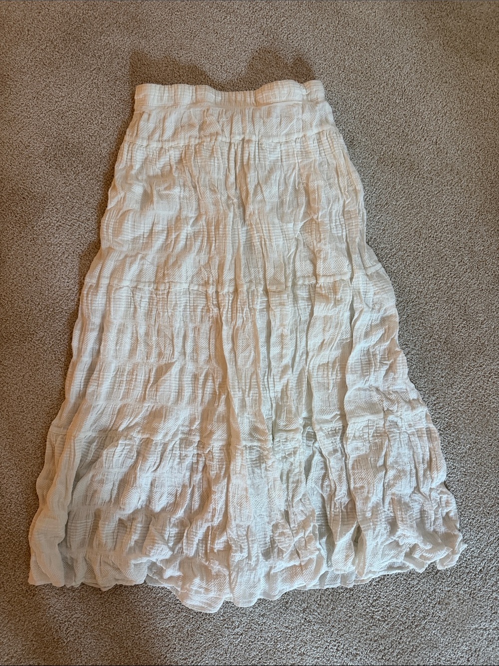 Max Studio White Crinkled Maxi Skirt